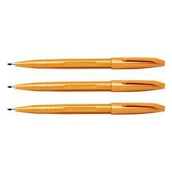 Lot de 3 stylos feutres d'écriture - Pentel - Pointe moyenne 0,8 mm - Ocre