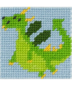 Kit Canevas soudan Théodore le dragozore 15 x 15 cm - Com'1 Idée Vert