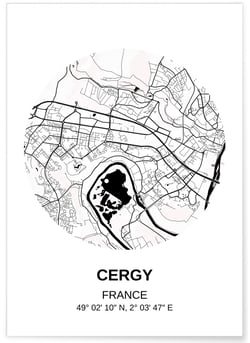 Affiche Carte Cergy | A3 : 29,7x42cm