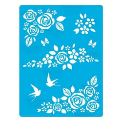 Pochoir plastique souple réutilisable 18,5 x 14,5 cm Fabrika Decoru ROSE HIRONDELLE 183