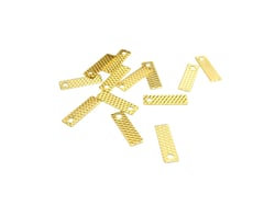 10 Petites breloques fines rectangle strié 10*3mm laiton plaqué or 24K