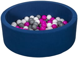 Piscine à balles Aire de jeu + 150 balles bleu marine blanc,rose,gris - Velinda