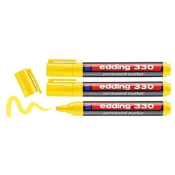 Marqueur permanent pointe biseautée 1-5 mm - EDDING - Jaune - Lot de 3