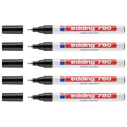 Lot de 5 marqueurs peinture permanents pointe fine 0,8 mm - EDDING - Noir - 780