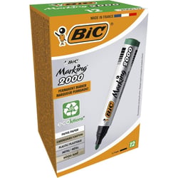 12 marqueurs - Indélébile - Permanent - Vert - BIC - Marking 2000 - Pointe ogive