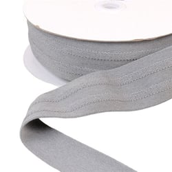 Bobine 10m élastique 2 bandes en relief gris moyen 45mm