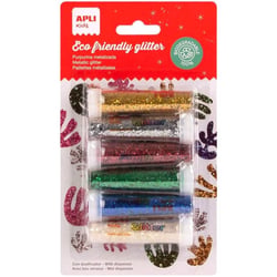 Lot de 6 tubes de paillettes métallisées - Assortiment de couleurs - Loisirs créatifs enfant - Apli Kids