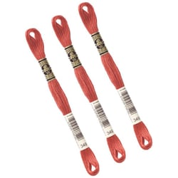 Lot de 3 échevettes 8m DMC Fil à broder mouliné 117 100% coton rouge clair 349
