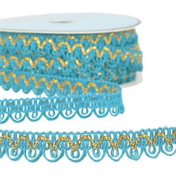 Bobine 25m Galon robe fil métallisé Bleu Acier 14mm