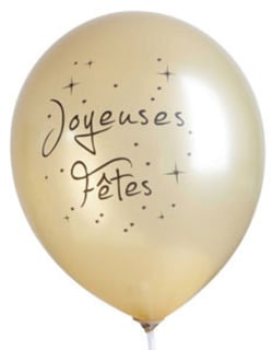 10 BALLONS 1 FACE JOYEUSES FETES OR METAL