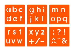 LOT 6 POCHOIRS ALPHABET MINUSCULE ET PONCTUATION