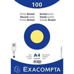 Paquet 100 fiches sous film - bristol uni non perforé 210x297mm - Jaune - x 10 - Exacompta