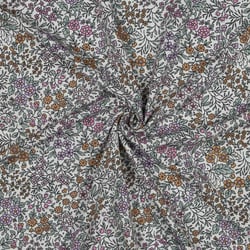 Tissu Viscose Ecovero Fleuris Liorine sur fond Blanc