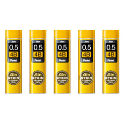 Mines pour porte-mine Pentel Ain Stein C275 - 0,5 mm - Dureté 4B - Lot de 5 étuis de 40 mines
