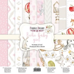10 papiers scrapbooking 30 x 30 cm FABRIKA DECORU BOHO BABY GIRL