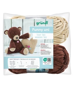 Kit de crochet Gründl Teddy le Nounours – Créez votre ours en coton 100 % doux en fil Funny certifié OEKO-TEX Multicolore