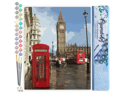 Peinture par Numéro Figured'Art - Cabine téléphonique à Londres - Kit de Loisir Créatif DIY Numéro d'Art Complet - 40x50cm sans châssis en bois