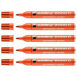 Lot de 5 marqueurs permanents - EDDING - Pointe ronde 1,5-3 mm - Orange - Rechargeable