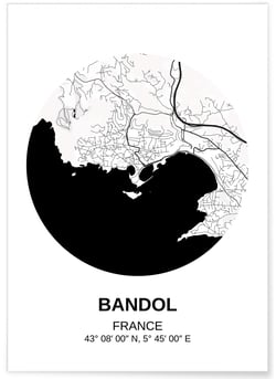 Affiche Carte Bandol | A3 : 29,7x42cm