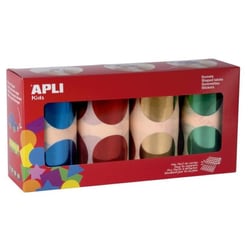 Apli Agipa - Gommettes 4 rouleaux Rond métallisé Ø 45 mm bleu rouge or vert
