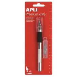 Apli 14680 - Scapel premium en acier avec lames de rechange - Cutter de haute précision