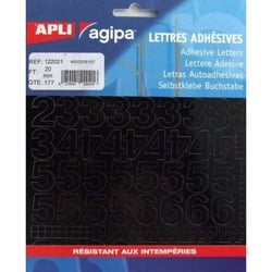 Apli 122021 - Chiffres et symboles adhésives noires format 20 x 18mm