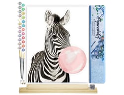 Peinture par Numéro Figured'Art - Zèbre et Chewing gum - Kit de Loisir Créatif DIY Numéro d'Art Complet - 40x50cm toile roulée + châssis en bois à monter