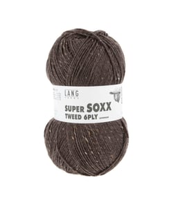 Pelote à tricoter SUPER SOXX TWEED 6 fils - 150 Gr - Lang Yarns : La laine robuste, chaude et élégante 67 Marron
