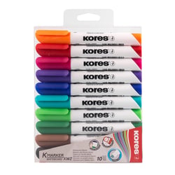 Marqueur effaçable - KORES - Pointe biseautée 3-5 mm - Lot de 10 marqueurs