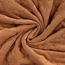 Tissu Velours Côtelé matelassé Ylona envers fausse fourrure uni Camel