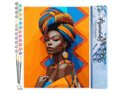 Peinture par Numéro Figured'Art - Fille Africaine traditionnelle - Kit de Loisir Créatif DIY Numéro d'Art Complet - 40x50cm sans châssis en bois
