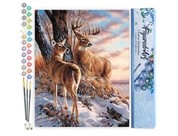 Peinture par Numéro Figured'Art - Cerfs en Hiver - Kit de Loisir Créatif DIY Numéro d'Art Complet - 40x50cm sans châssis en bois