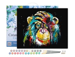 Peinture par Numéro Figured'Art avec Cadre - Babouin Pop Art - Kit de Loisir Créatif DIY Numéro d'Art Complet - 40x50cm toile tendue sur châssis
