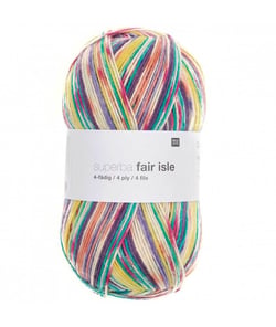 Pelote de laine à chaussettes à tricoter Superba Fair Isle 4 fils - 100GR - Rico Design 06 Saumon/turquoise
