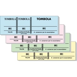 Bloc tombola 100 feuillets numérotés de 3 volets - Format 4,8x15 cm - Couleurs assorties - Exacompta