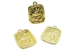 4 Breloques rectangle martelé 24*17mm doré