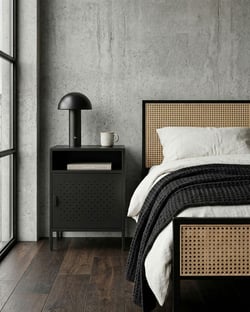 Meuble de Rangement de Bureau Noir en Métal Acier Thermolaqué avec 2 Étagères Style Moderne Industriel