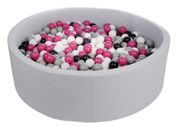 Piscine à balles pour enfant, diamètre env.125 cm, Aire de jeu + 900 balles noir, blanc, rose,gris - Velinda