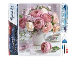 Diamond Painting Broderie Diamant Figured’Art 40x50cm toile entière roulée avec diamants carrés - Bouquet de Roses