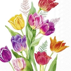 Lot de 4 serviettes en papier découpage collage 33 cm FLEUR TULIPE FA 120 XL