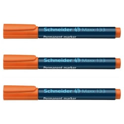 Lot de 3 marqueurs permanents - SCHNEIDER - Maxx 133 - Pointe biseautée 1+4 mm - Orange