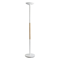 PRYSKA lampadaire à éclairage indirect blanc/hêtre