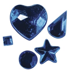 Pierres strass acrylique à  coller, 3-12 mm, 5 sortes, 58pces, bleu foncé