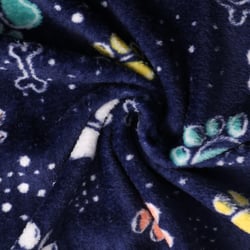 Tissu Doudou Patounes colorées sur fond Bleu marine - Au mètre