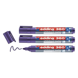 Lot de 3 marqueurs pour tableaux blancs effaçables - EDDING - 360 - Violet - Pointe 1,5-3 mm