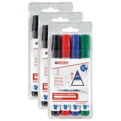 Lot de 3 marqueurs pour tableaux blancs effaçables - EDDING 663 - Pointe 1-5 mm - Assortiment de couleurs