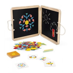 Coffret puzzle magnetique geometrique 120 pieces aimantees - janod - 02586 - formes et couleurs