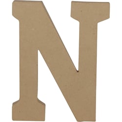 Support en papier mâché M00185 - Lettre majuscule N - 20 cm - Brun