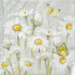 Lot de 4 serviettes en papier découpage collage 33 cm FLEUR MARGUERITTE PAPILLON FA 1007