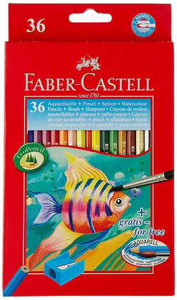 Crayon aquarellable FABER-CASTELL - Classic Colour - Lot de 6 - Boîte carton de 36 - Bois